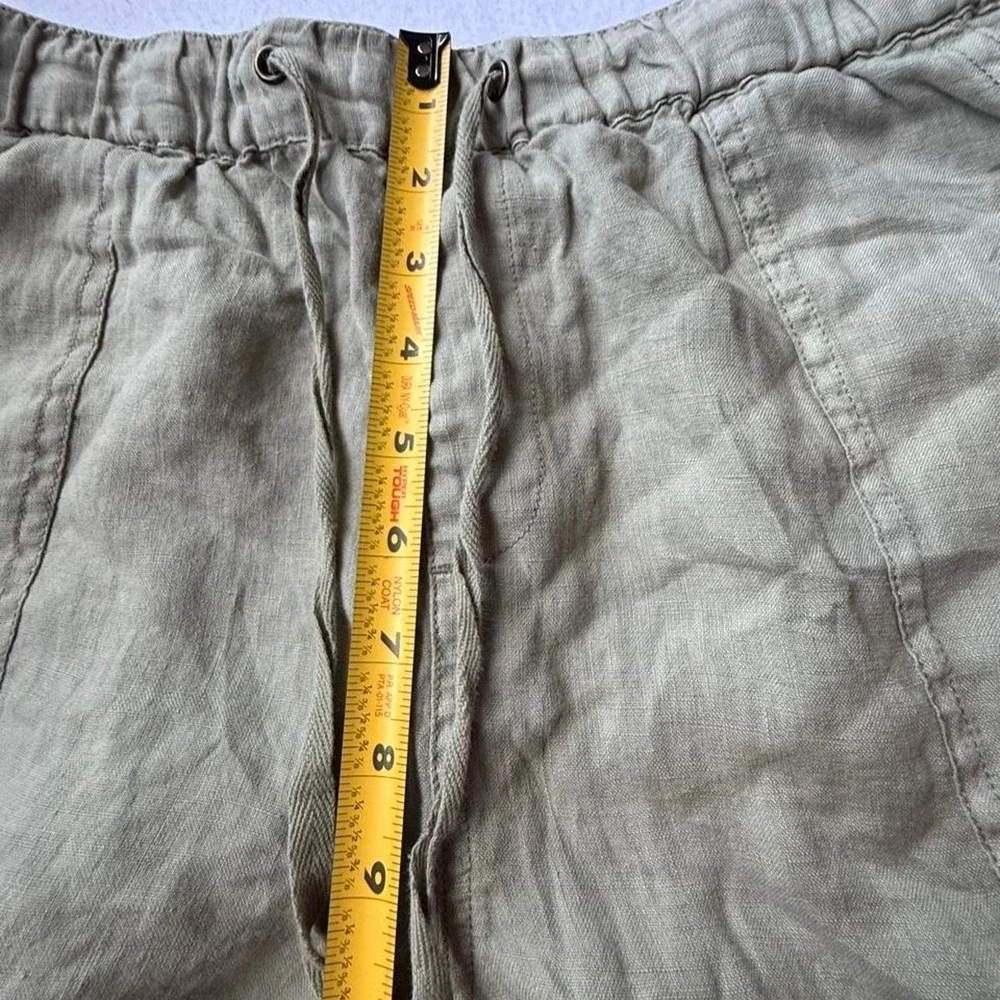 Nicole Miller 100% Linen Cargo Jogger Pants Sage Green Boho Coastal Medium